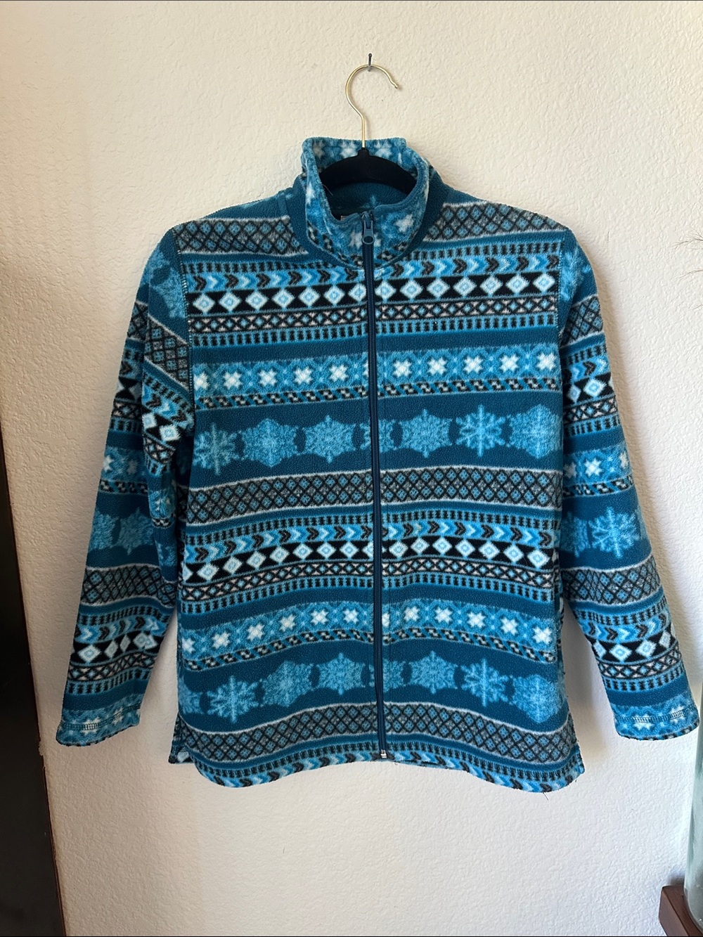 Cabin Creek Teal & Light Blue Patterned Teddy Jacket